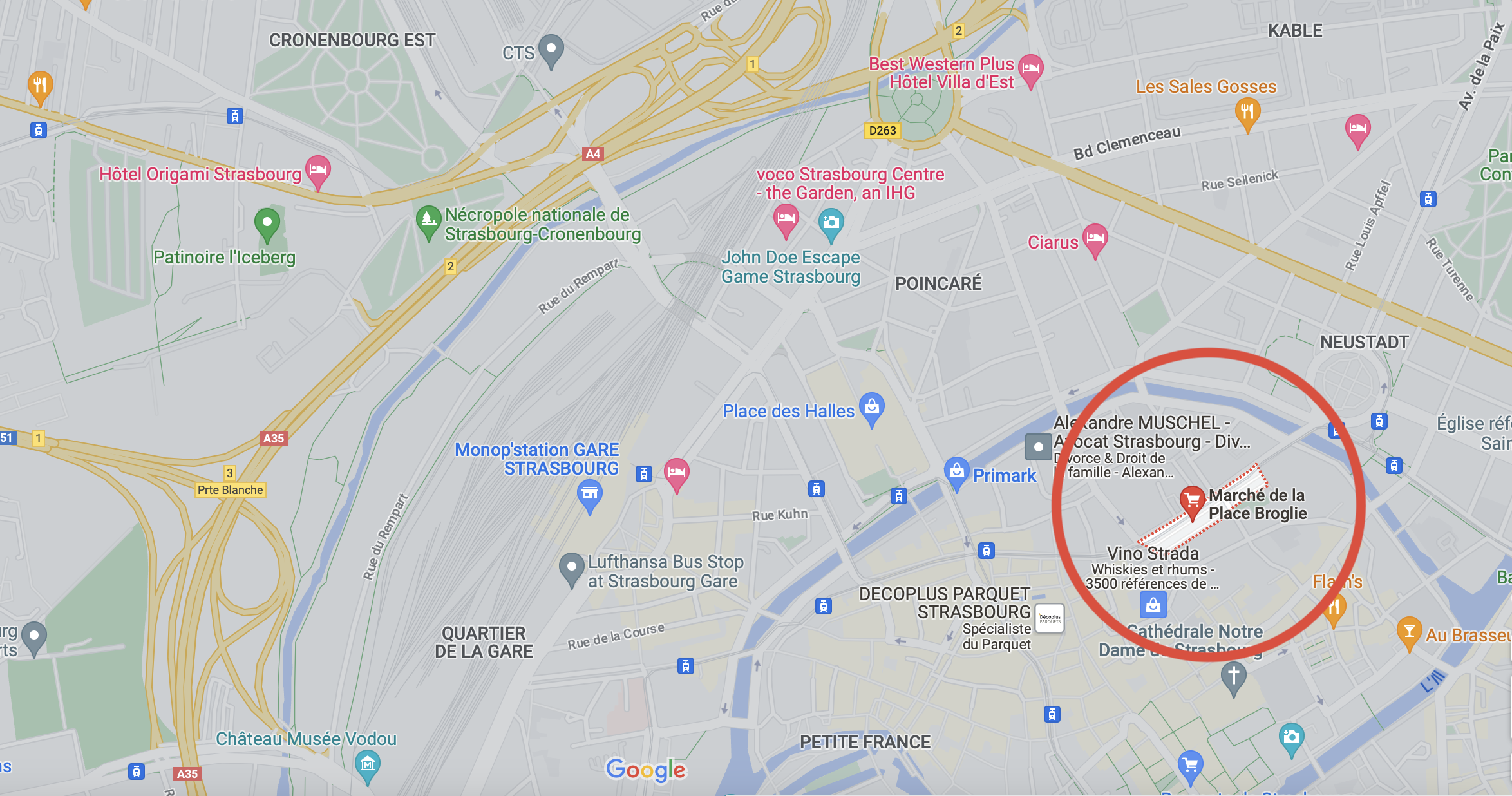 Plan google maps marché place broglie
