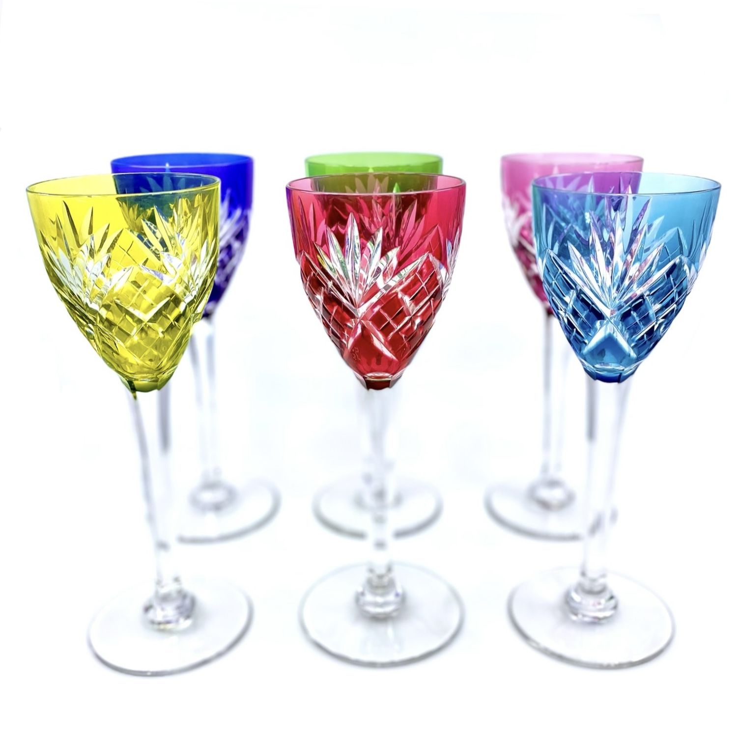 6 verres cristal couleurs saint Louis chantilly
