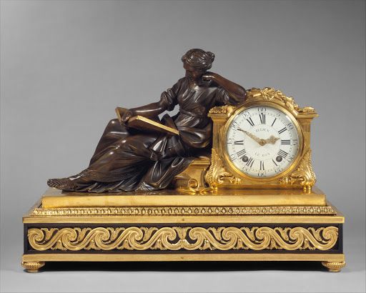 Pendule en bronze doré "Emploi du temps" par Laurent Guiard et Julien Le Roy , époque LOUIS XV