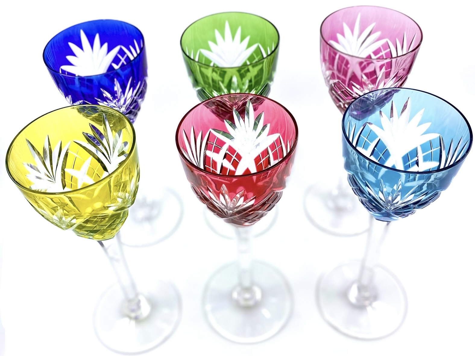 6 verres cristal couleurs saint Louis chantilly
